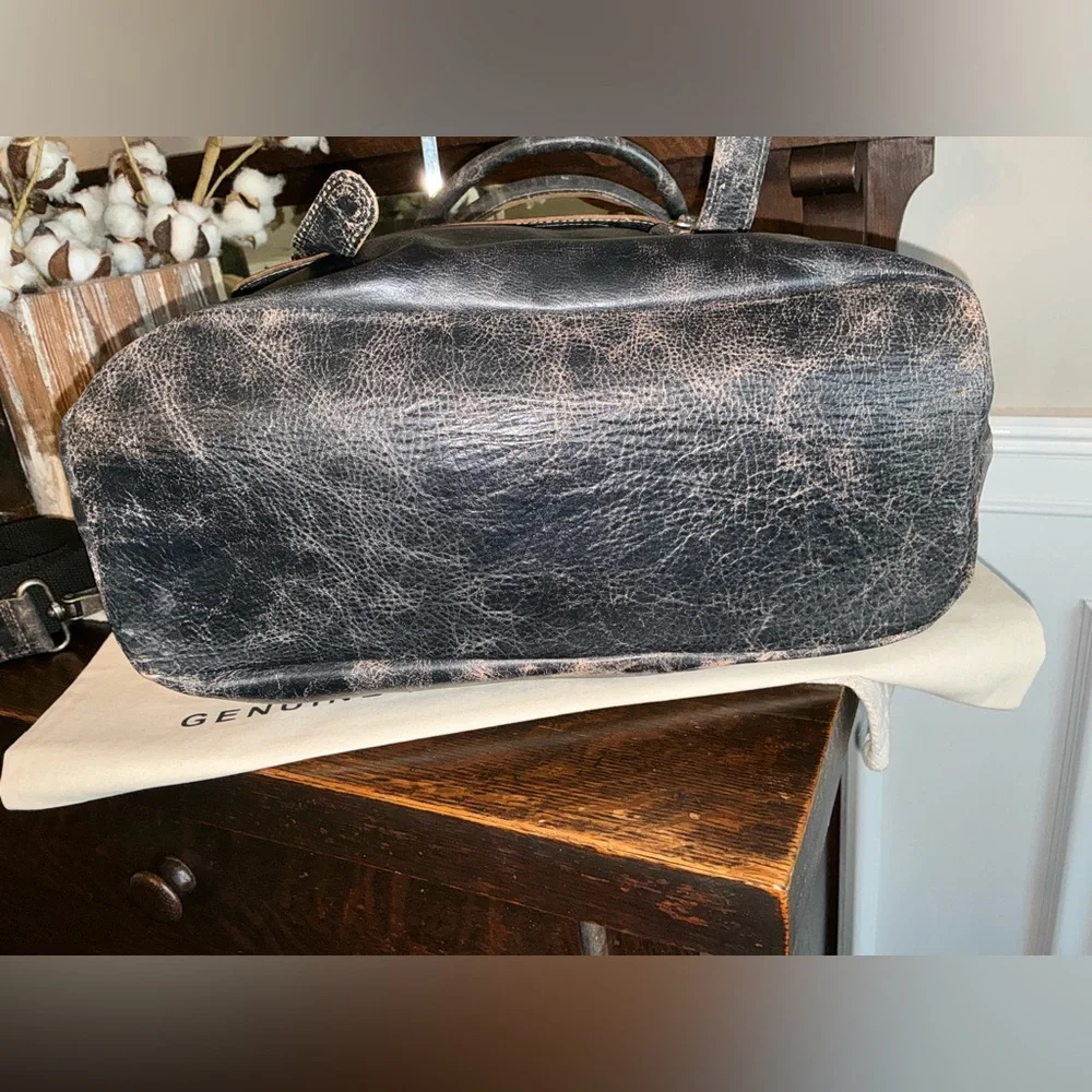 NWT Bed Stu Leather Big Fork Crossbody Tote Shoulder Bag Black Lux MSRP $365 - Picture 6 of 12